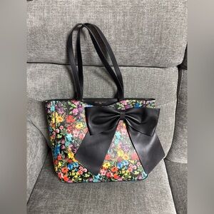 Karl Lagerfeld Black Floral Tote with Bow